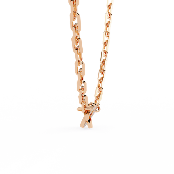 Rose Gold Vincolo Interlock Diamond Chain Necklace