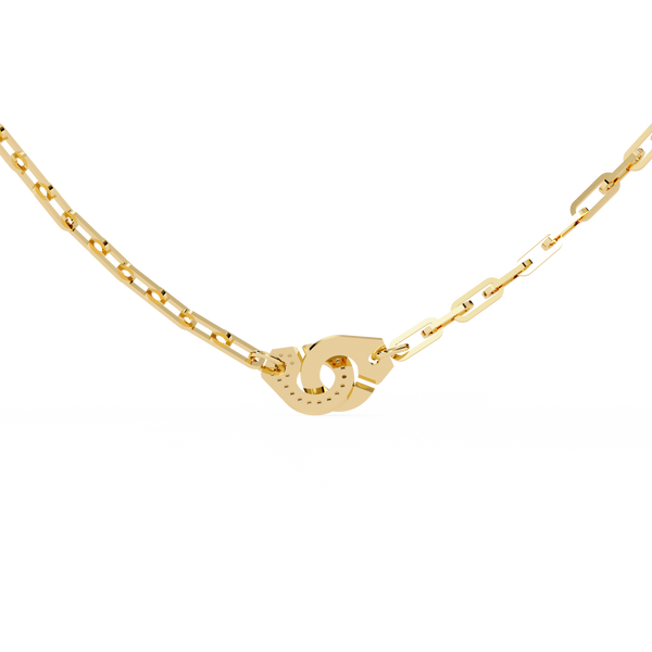 Yellow Gold Vincolo Interlock Diamond Chain Necklace