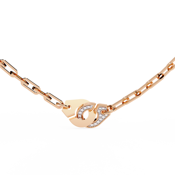 Rose Gold Vincolo Interlock Diamond Chain Necklace
