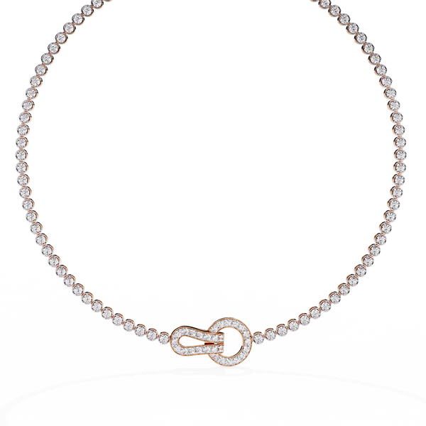 Rose Gold Infinity Loop Bezel Tennis Diamond Necklace