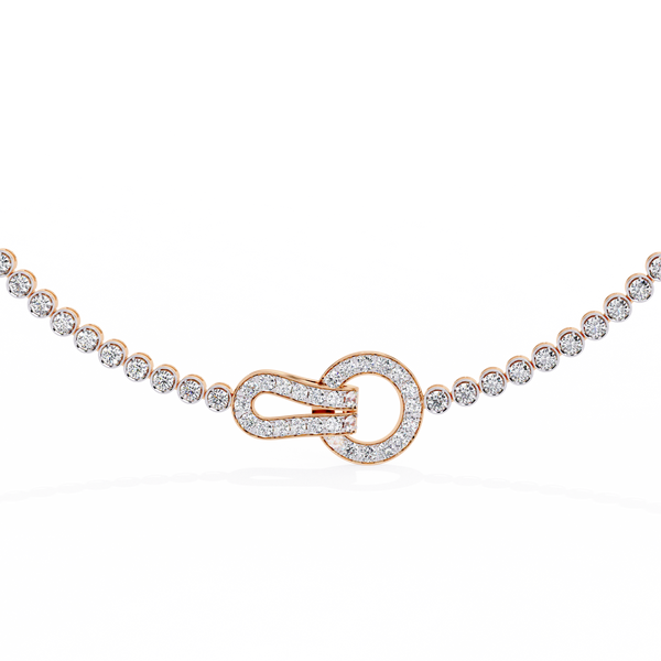 Rose Gold Infinity Loop Bezel Tennis Diamond Necklace