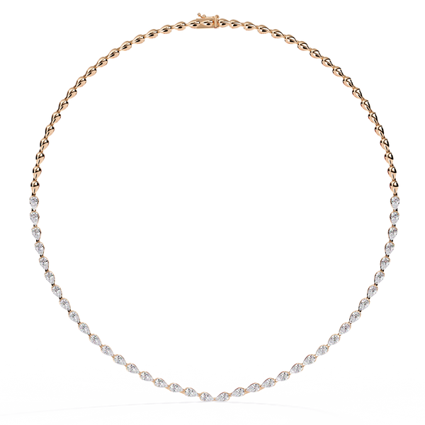 Rose Gold Lumière Alternating Pear & Round Diamond Tennis Necklace