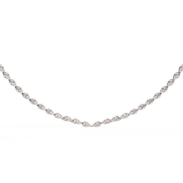 Rose Gold Lumière Alternating Pear & Round Diamond Tennis Necklace