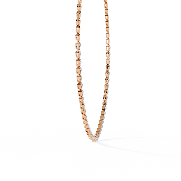 Rose Gold Lumière Alternating Pear & Round Diamond Tennis Necklace