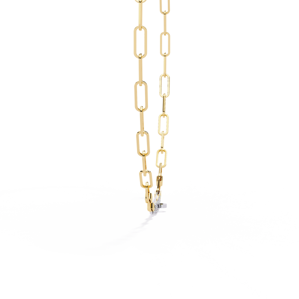 Yellow Gold Luxe ID Bar Paperclip Diamond Chain Necklace