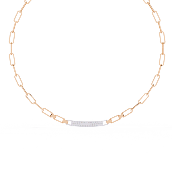 Rose Gold Luxe ID Bar Paperclip Diamond Chain Necklace