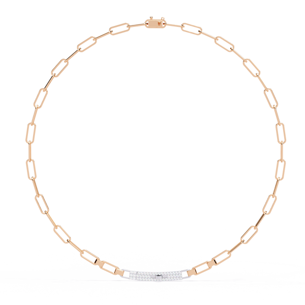 Rose Gold Luxe ID Bar Paperclip Diamond Chain Necklace