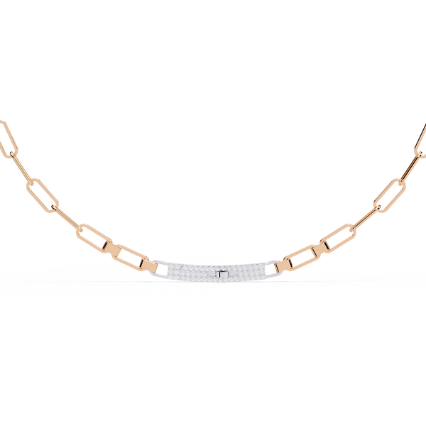 Rose Gold Luxe ID Bar Paperclip Diamond Chain Necklace