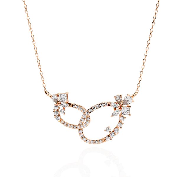 Gold Diamond Interlocking Oval Necklace