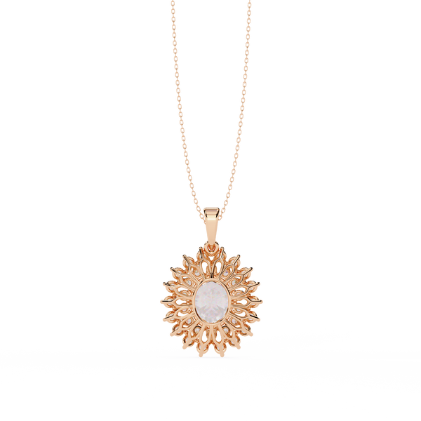 Rose Gold Soleil Double Halo Diamond Necklace