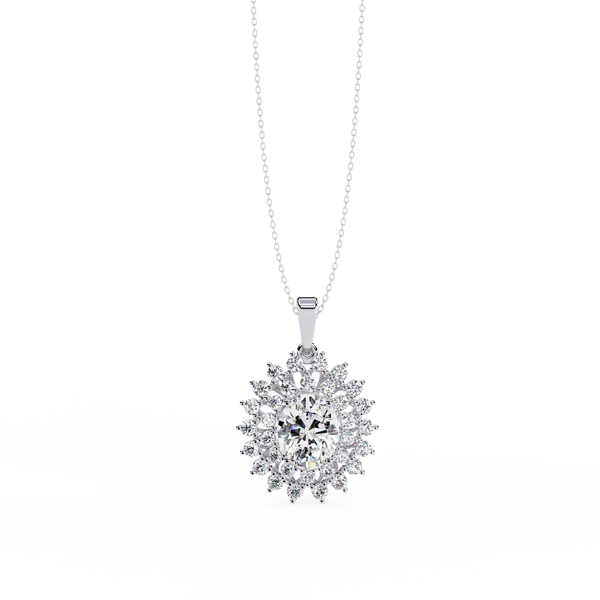 Elegant oval and round diamond pendant