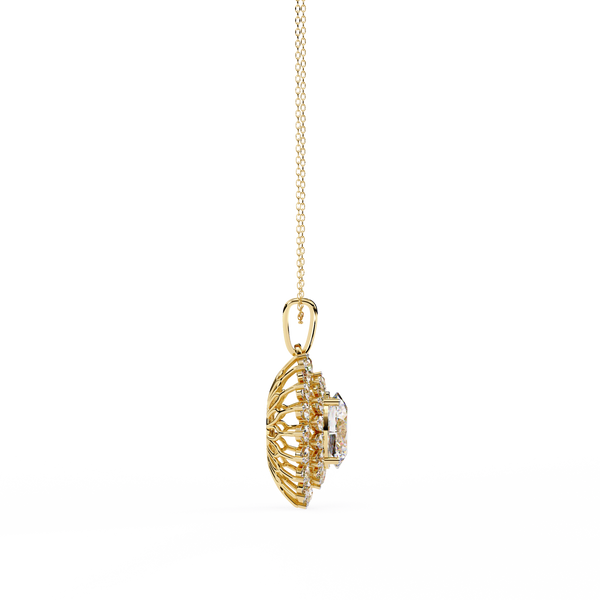 Yellow Gold Soleil Double Halo Diamond Pendant Necklace