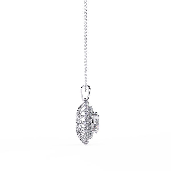 Elegant oval and round diamond pendant