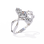White Gold Three Round Diamond Diagonal Scroll Ring