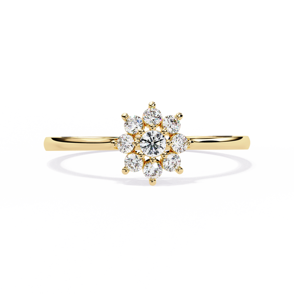 Gold Diamond Cluster Flower Ring