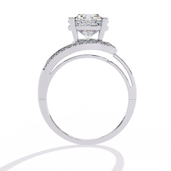 Oval-shaped Diamond with Curvy Halo Band Ring