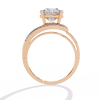 Oval-shaped Diamond with Curvy Halo Band Ring