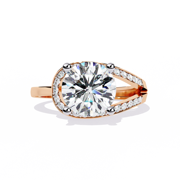 Oval-shaped Diamond with Curvy Halo Band Ring