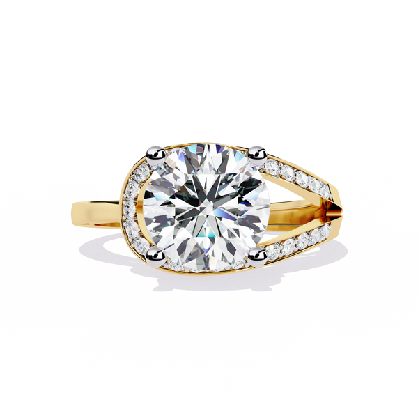 Gold Split Shank Round Brilliant Diamond Engagement Ring