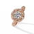 Rose Gold Round Brilliant Diamond Swirl Halo Engagement Ring