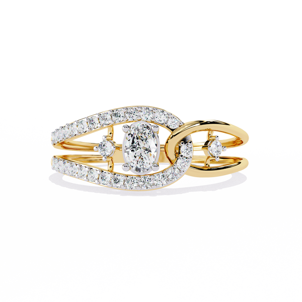 Gold Oval Cut Diamond Swirl Constellation Ring