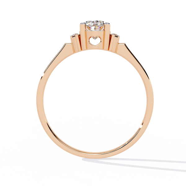 Rose Gold Oval Cut Diamond Partial Halo Engagement Ring