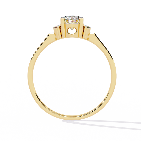 Gold Oval Cut Diamond Partial Halo Engagement Ring
