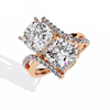 Rose Gold Twin Cushion Cut Diamond Toi et Moi Ring