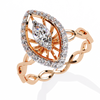 Rose Gold Marquise Diamond Sunburst Halo Infinity Band Ring
