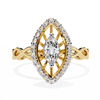 Gold Marquise Diamond Sunburst Halo Infinity Band Ring