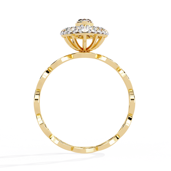 Gold Marquise Diamond Sunburst Halo Infinity Band Ring