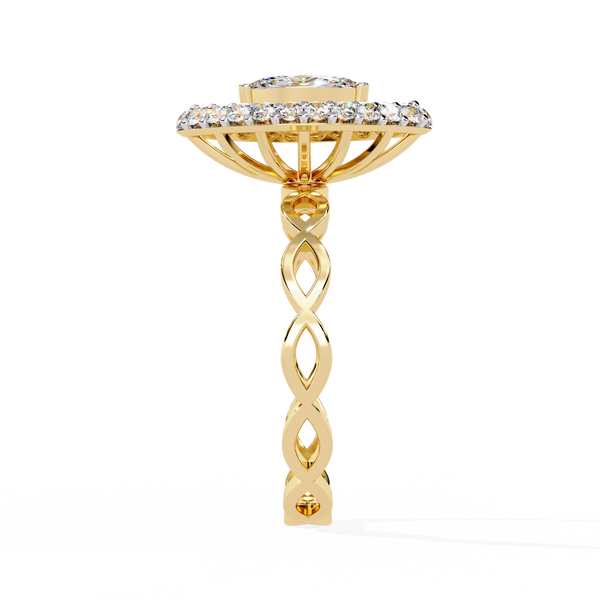 Gold Marquise Diamond Sunburst Halo Infinity Band Ring