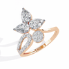 Rose Gold Pear Cut Diamond Butterfly Statement Ring
