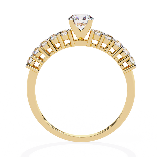 Gold Round Brilliant Diamond Shoulder-Set Engagement Ring