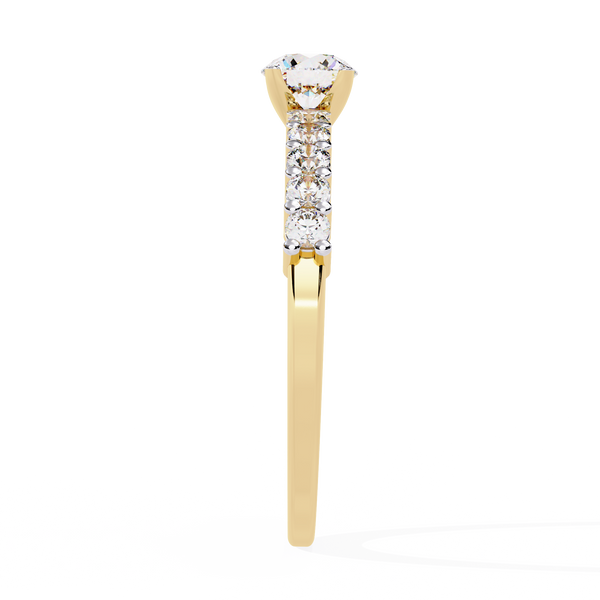 Gold Round Brilliant Diamond Shoulder-Set Engagement Ring