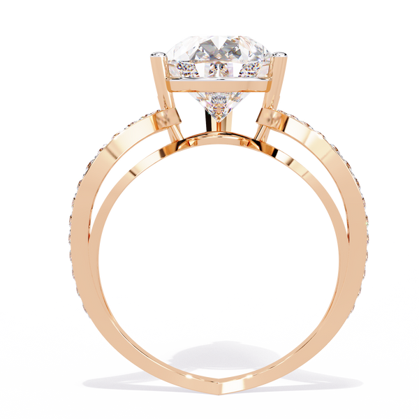 Rose Gold Pear Cut Diamond Crossover Pave Engagement Ring
