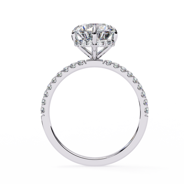White Gold Round Diamond Solitaire Pavé Engagement Ring