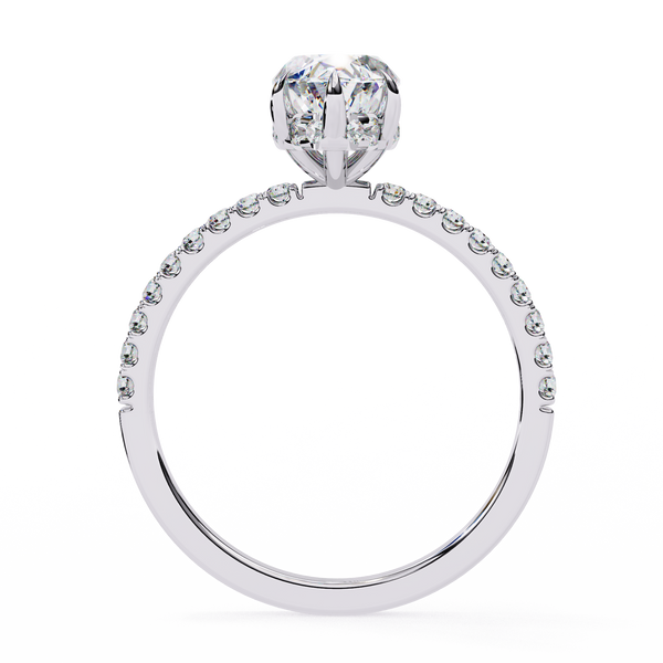 White Gold Marquise Diamond Solitaire Pavé Engagement Ring