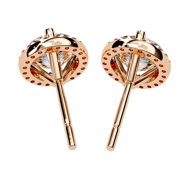 Rose Gold Diamond Halo Stud Earrings