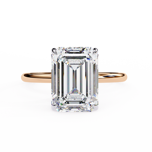 Rose Gold Emerald Cut Solitaire Diamond Engagement Ring