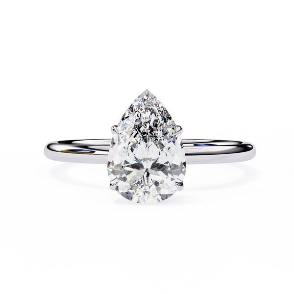 White Gold Pear Diamond Solitaire Engagement Ring