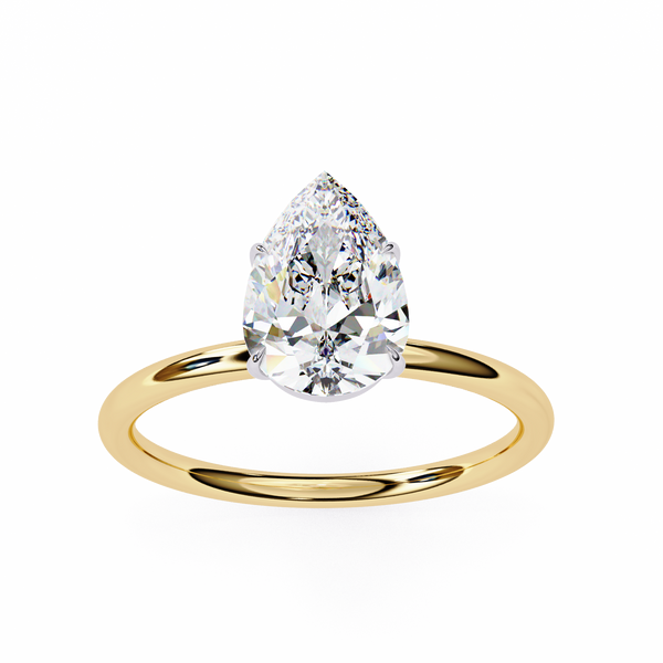 Yellow Gold Pear Cut Solitaire Diamond Engagement Ring