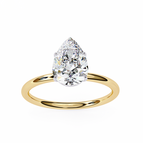 Yellow Gold Pear Cut Solitaire Diamond Engagement Ring
