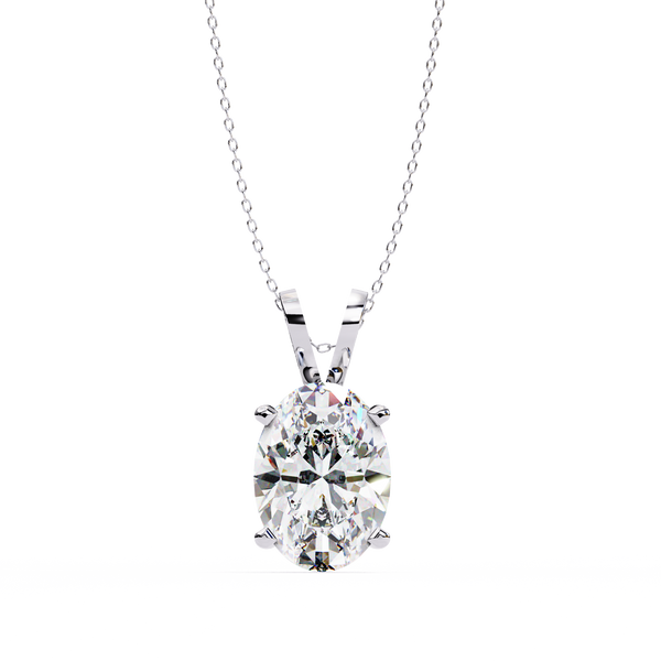 White Gold Vertical Oval Solitaire Split Bail Pendant