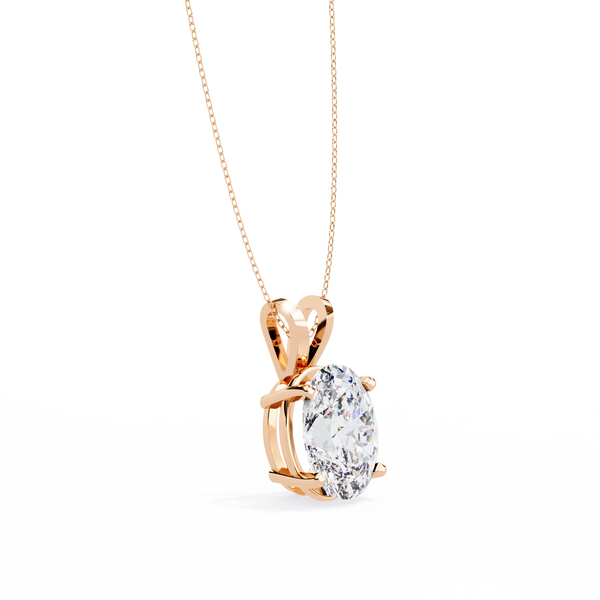 Rose Gold Oval Diamond Solitaire Pendant