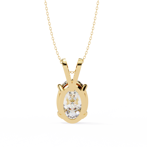 Yellow Gold Oval Diamond Solitaire Pendant