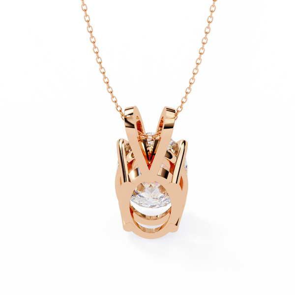 Rose Gold Oval Diamond Solitaire Pendant