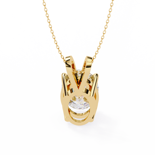 Yellow Gold Oval Diamond Solitaire Pendant