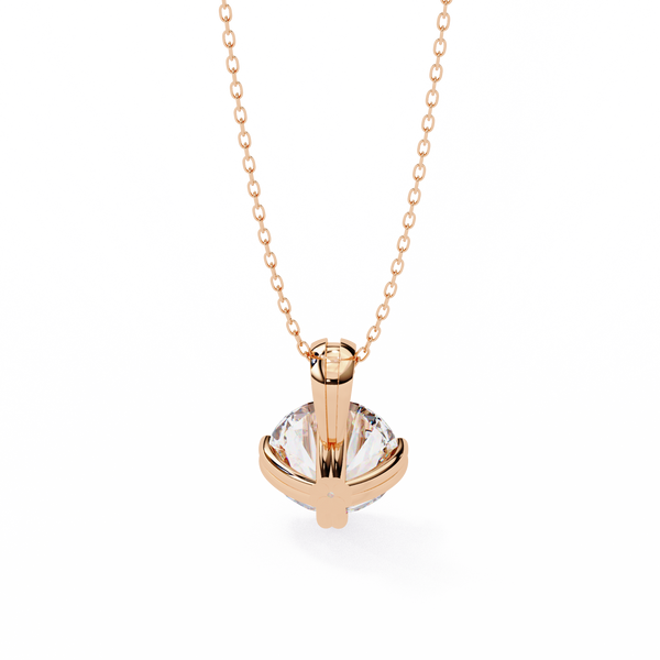 Rose Gold Double-Prong Round Diamond Solitaire Pendant