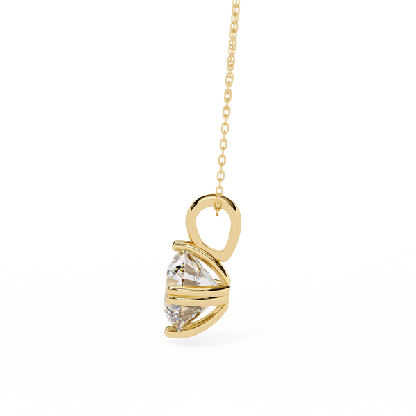 Yellow Gold Double-Prong Round Diamond Solitaire Pendant